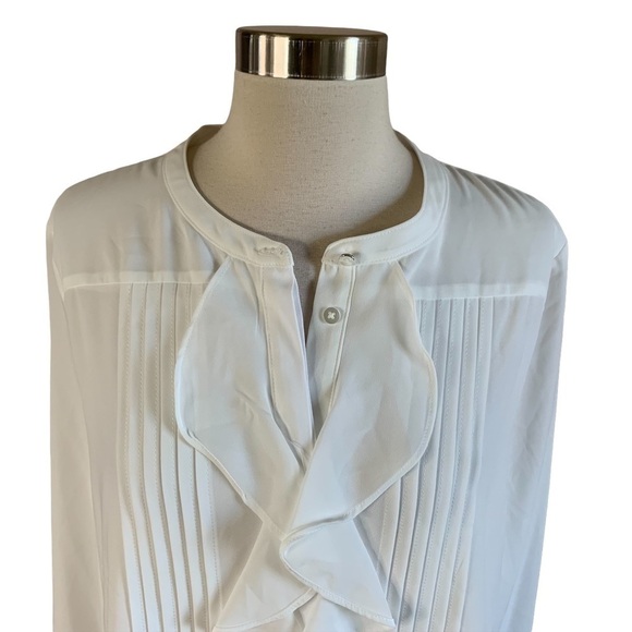 Calvin Klein New With Tags XL Ruffled Button-Front White  Top - Picture 4 of 9